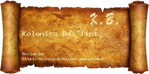 Kolonics Bálint névjegykártya