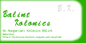 balint kolonics business card