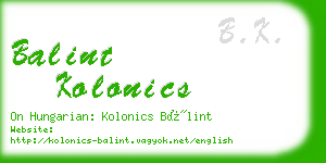 balint kolonics business card